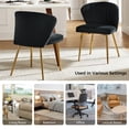 thumbnail image 3 of Modern Velvet Accent Chair Upholstered Small Vanity Chair Bedroom Living Room Black, 3 of 11