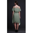 thumbnail image 4 of Bimba Damask Printed Womens Ruffle Front Cold Shoulder Swing Shift Dress-XXX-Large, 4 of 6