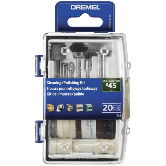 Dremel 726-02 Cleaning & Polishing Rotary Tool Accessory Micro Kit, Buffing Wheels, Polishing Bits, and Compound, 20 Pieces