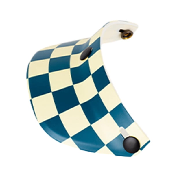 Visera para casco de motocicleta con 3 broches, estilo retro, abierta, para sol Azul blanco