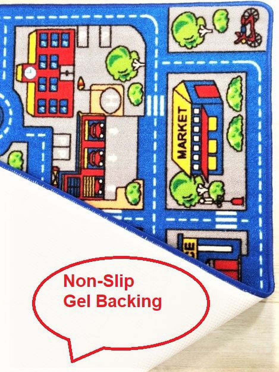 Kids Car Road Rugs City Map Play mat for Classroom/Baby Room Non-Slip Rubber Back