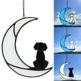 thumbnail image 5 of Dog Memorial Gifts For Dog Lovers,Dog On Moon Stained Glass Window Hanging For Suncatcher, 5 of 7