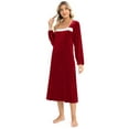 thumbnail image 5 of EFINNY Women's Soft Velvet Nightgowns Robe Long Sleeve Full Length Sleepdress Square Collar Sleepwear Autumn Winter Warm Bathrobe Nightdress,S-XXL, 5 of 6