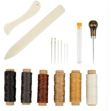 Set of 16 Bookbinding Tools, SourceTon Bone Folder Creaser Waxed Linen Thread Wood Handle Awl Large-eye Needles for Handmade DIY Bookbinding Crafts and Sewing Supplies