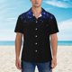 thumbnail image 2 of Fotbe Black Blue Glitter Sparkles Camisa Hawaiana para Hombre Unisex – Camisa Casual de Verano con Botones de Manga Corta de Algodón y Lino,Medium, 2 of 7