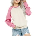 thumbnail image 2 of toonshare Girls Shirts Long Sleeve,Round Neck Drop Shoulder Long Sleeve Sweatshirt for Middle and Big Kids,,Kids Long Sleeve Shirts Boys 4-18 Pink, 2 of 5