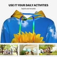 thumbnail image 4 of Uemuo Blue Sky Sunflower Pattern Women's Hoodie with Eye-catching Drawstrings- Casual Pullover Hoodie with Kangaroo Pocket, Stylish Hooded Sweatshirt-XX-Large, 4 of 7