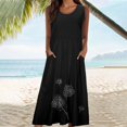 thumbnail image 2 of CHOK Robe Sans Manches en Lin pour Femmes Grande Taille Été Col Fluide Débardeur Plage Longue Robe Poches Décontractée Maxi Robes (3TG Bleu Ciel), 2 of 7