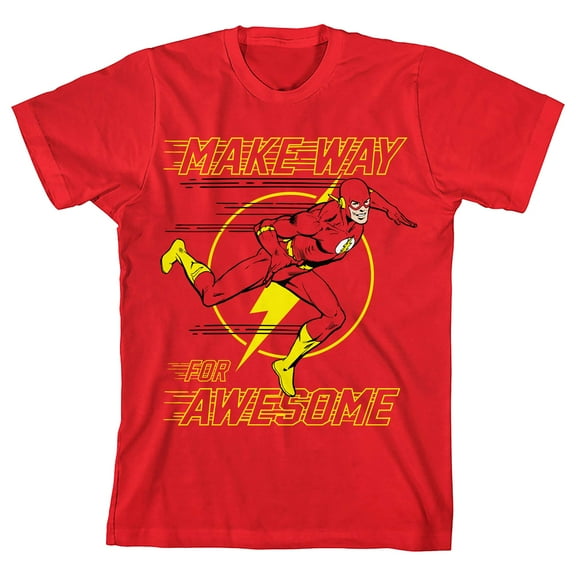 Flash Make Way For Awesome Boy's Red T-shirt-Medium