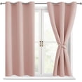 thumbnail image 2 of Hiasan Short Blackout Curtains for Bedroom - Thermal Insulated & Light Blocking Window Curtains for Living Room, 2 Drape Panels Sewn with Tiebacks, Blush Pink, 42 x 45 Inch, 2 of 11