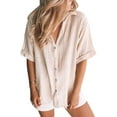 thumbnail image 1 of Blouses en Chiffon Col en V pour Femmes Manches Ballon Décontractées, 1 of 6