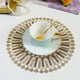 thumbnail image 2 of Manteles Individuales para mesa, centros de mesa para comedor, bordado de encaje de seda delicado, cuenco redondo de vidrio de Color dorado de 11 pulgadas para servir platos, 2 of 5