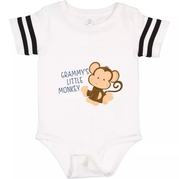 Bella Canvas Grammy's Little Monkey Baby Family Cute Grammy Grandma Blue Bodysuit