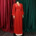 thumbnail image 6 of iOPQO Maxi Dresses For Women 2023 Womens Deep V Neck Plus Size Evening Dress Long Sleeves With Belt Wedding Guest Dresses For Women Formal Dresses For Women Red XXL, 6 of 9