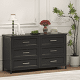 thumbnail image 4 of IKENO 6 Drawer Double Dresser for Bedroom, Wood Dressers & Chest of Drawers for Living Room, Entryway, Storage Closet Dressers with Wide Drawers & Metal Handle, Black, 4 of 6
