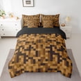 thumbnail image 2 of Feelyou Brown Square Abstract Comforter Set 7pcs, Pixel Grid Miners King Bedding Sets, 2 of 8