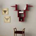 thumbnail image 2 of Ada Home Decor Furniture 50" Multiple Tier Burgundy Whitetail Modern Wall Shelf, 2 of 3
