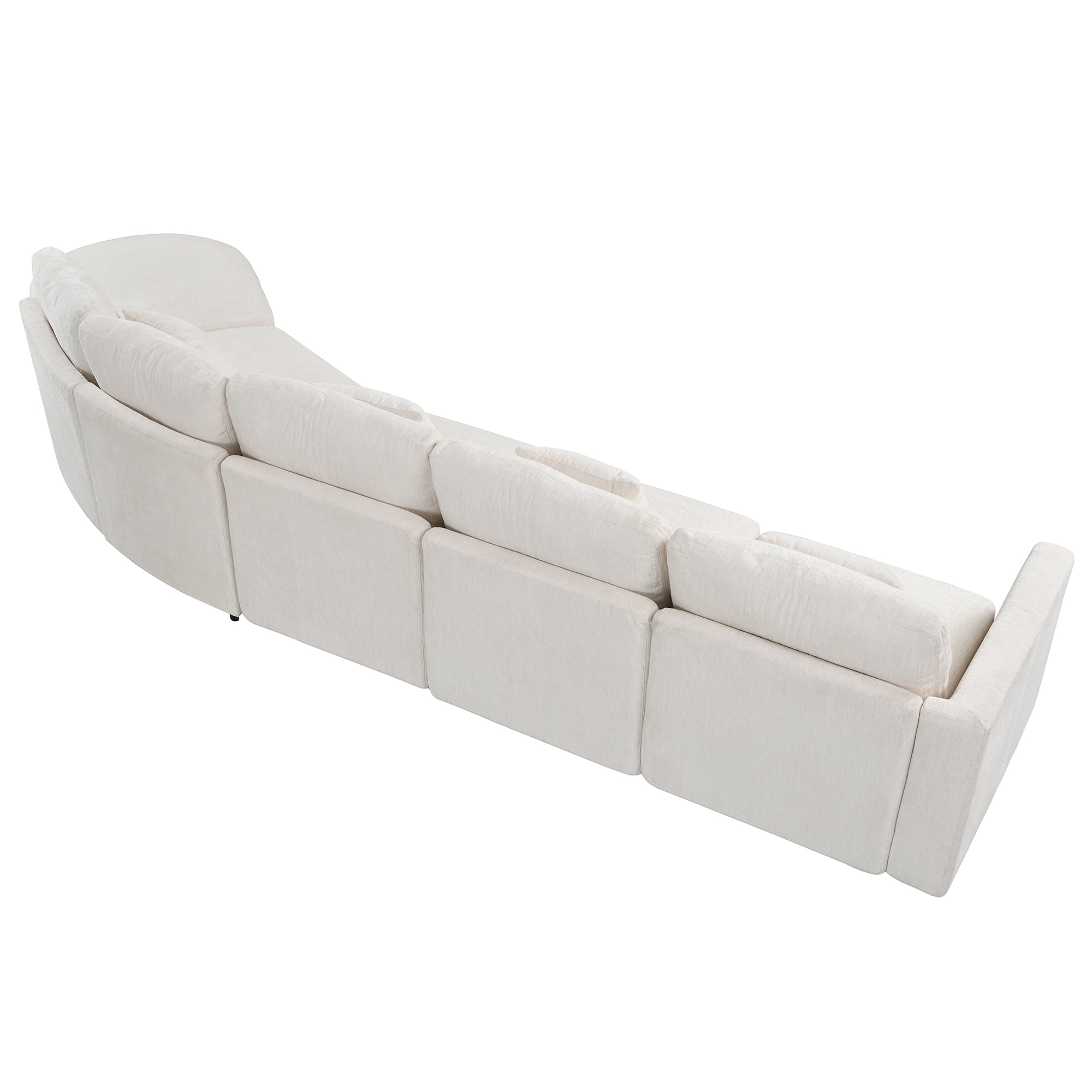 Howcool Oversized 160.4"W Curved Modular Sectional Sofa,5-Seater Deep Seat Chenille Cloud Sofa Couch with 4 Throw Pillows for Living Room,Beige