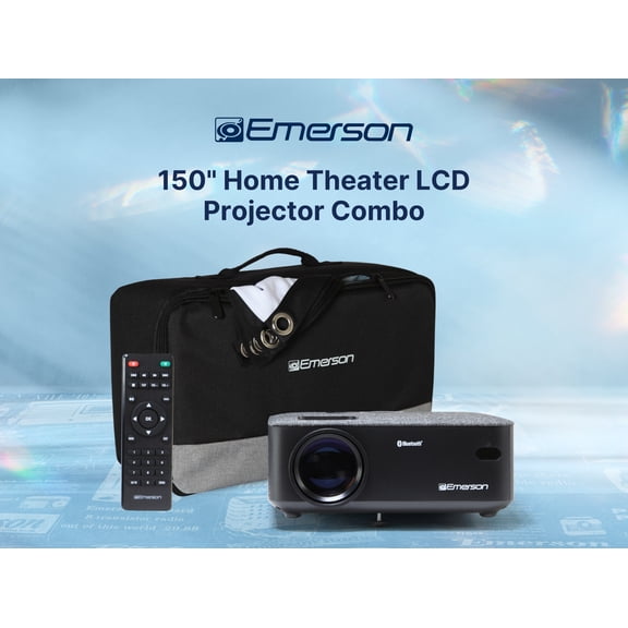 Emerson EVP-2001C Portable Projector with Portable Screen and Carrying Case, Black