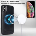 thumbnail image 6 of for iPhone X/XS PU Leather Back Case, Built-in Invisible Stand [Compatible with Magsafe] Protective Slim Kickstand Anti-fall Phone Cover Compatible with iPhone X/XS, Black, 6 of 8