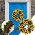 thumbnail image 2 of Sunflower Simulation Garland, 16X16 Inch Sunflower Wreath for Door Decoration, Artificial Flower Hanging Ring for Indoor And Outdoor Use, Wood And Fabric Material for , Sunflower Wreath X1 (40Cm), 2 of 9