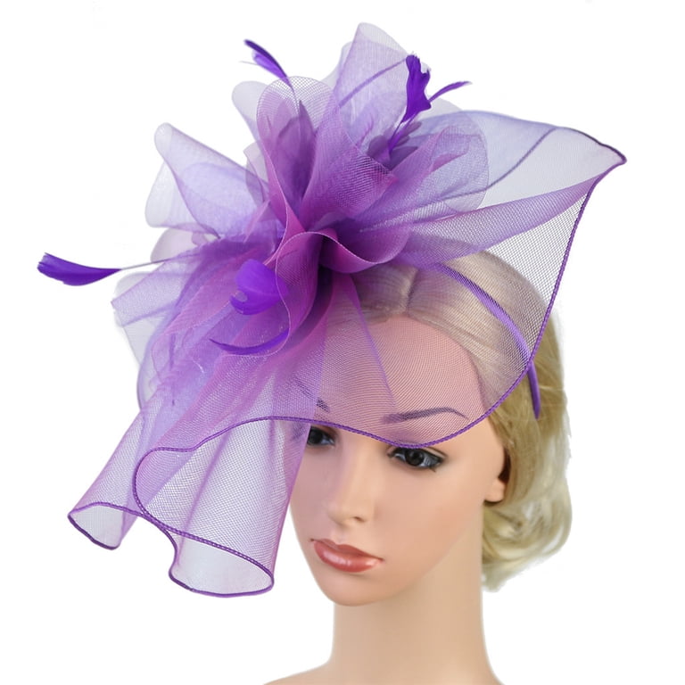 MRULIC headbands for women Fascinator Hat Flower Feather  display picture 2
