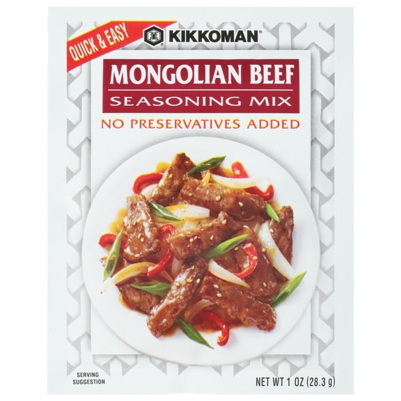Kikkoman Mongolian Beef Seasoning Spices Mix, 1 oz, Shelf Stable, Plastic Packet