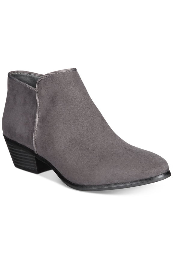 STYLE & COMPANY Womens Gray Cushioned Wileyy Almond Toe Block Heel Zip-Up Booties 8 M