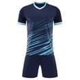 thumbnail image 2 of Fldy Mens Soccer Uniform Short Sleeve Athletic Jersey with Shorts Set Basketball Football Sports Outfits Navy Blue 4-5, 2 of 10