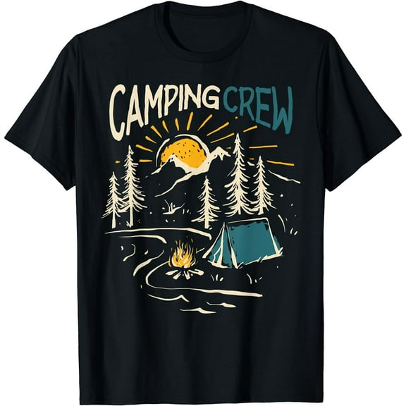 Hiking Camp Matching Campfire Summer Vacation Camping Crew T-Shirt Black 4X-Large