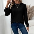thumbnail image 6 of Oiangi Crew Neck Sweater for Women Long Sleeve Soft Knitted Shirts Fall Base Layer Pullover Basic Jumper Tops Black XL, 6 of 8