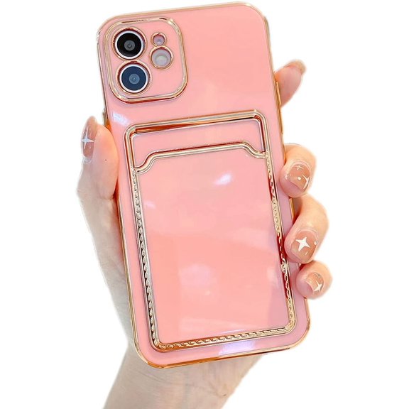 Wallet iPhone 12 Pro Max Case with Card Holder,Luxury Plating Edge Bumper Case with Full Camera Lens Protection Cover for iPhone 12 Pro Max 6.7 inch for Women Girl
