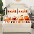thumbnail image 3 of YST Fall Pumpkin Drinks Sheet Set For Kids Autumn Thanksgiving Sheets Full Size, Autumn Maple Leaves Bed Sheets Set Fall Decorations Fitted Sheet + Flat Sheet + 2 Pillow Cases, 3 of 5