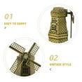 thumbnail image 2 of WEUVEB Rustic Dutch Windmill Model Table Decor, Golden Farmhouse Style Craftsmanship for Home, Office, and Living Room Display, 2 of 8