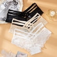 thumbnail image 4 of Bragas sexis de encaje de tiro bajo para mujer, bragas sexis sólidas, ropa interior femenina, calzoncillos calados cruzados, lencería íntima sin costuras, 4 of 5