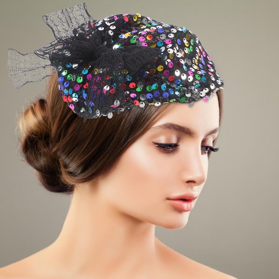 GETAJGHSD Lightweight Retro Fascinator Hairband with Scale Sequins for Wedding, Party, Banquet and Special Occasions