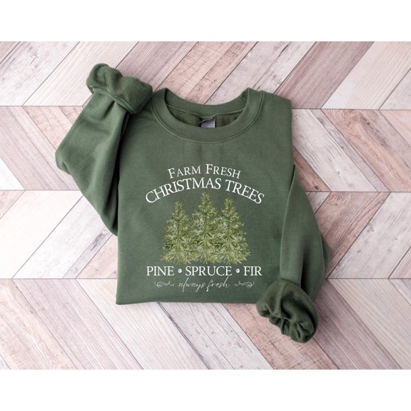 Farm Fresh Winter Trees Sweatshirt, Pine Spruce Fir, Winter Shirt, Sweater, Womens Sweatshirts, Winter Sweatshirt, Tshirt All Size S-5XL