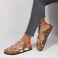 thumbnail image 5 of Bocca Women Adjustable Slide Sandals Gold Summer Flip-Flops Ring Open Toe 6M, 5 of 6