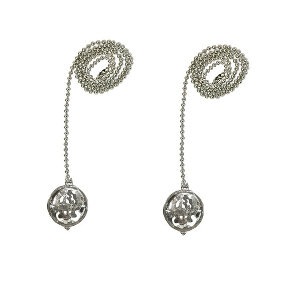 Royal Designs 24 Inch Adjustable Ceiling Fan Pull Chain Extension with Glimmering Star Ornament, Chrome, Set of 2