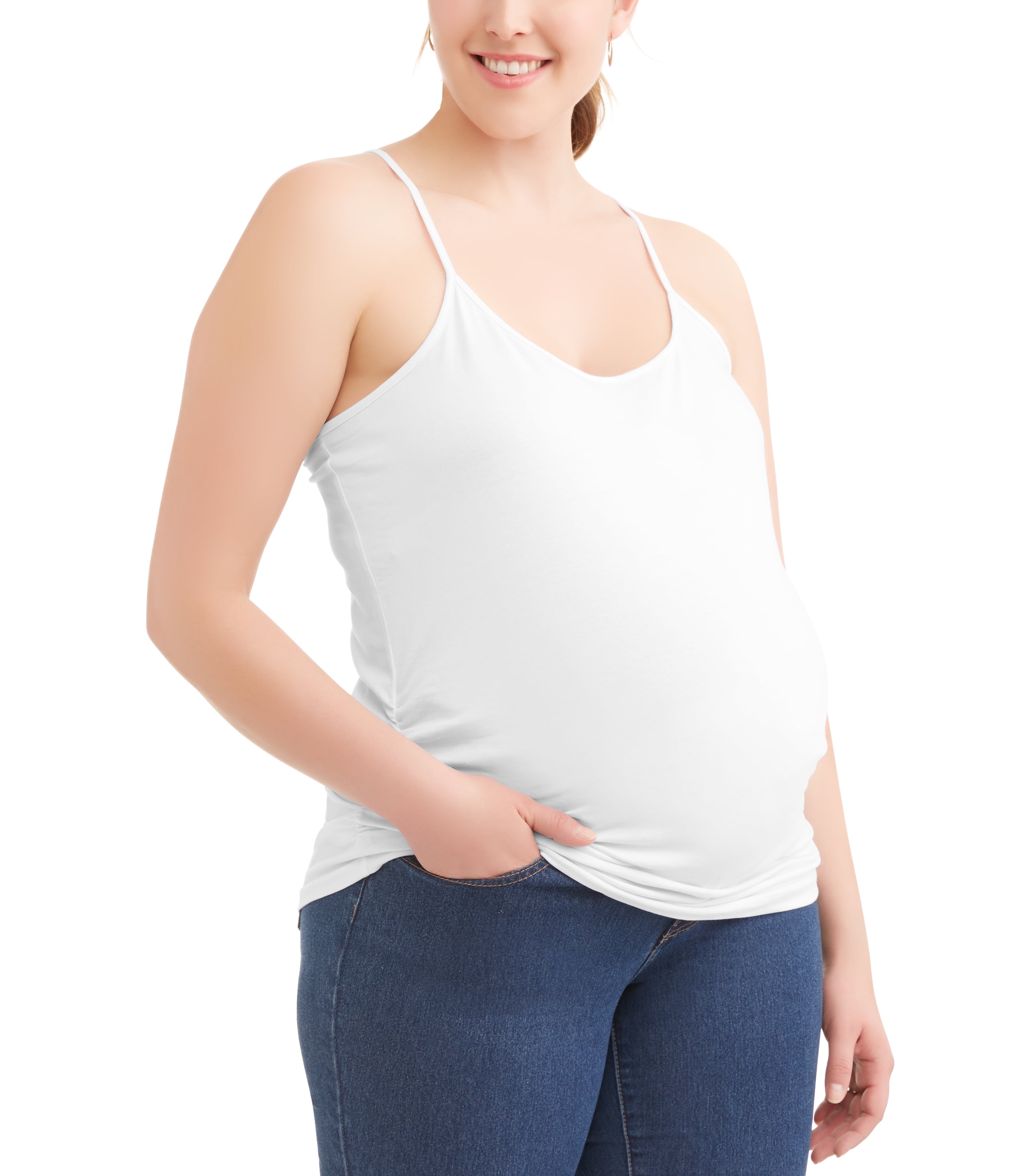 Oh! Mamma Maternity Women's Basic Cami with Side Ruching, 2-Pack (Women's & Women's Plus)