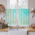 thumbnail image 2 of Aqua Green Tier Curtains, Watercolor Colorful Ombre Abstract Floral Art Light Filtering Kitchen Curtains, 2Pcs Rod Pocket Half Window Treatments Panels for Sink Cafe Cabinet Basement 27.5x45 Inches, 2 of 9