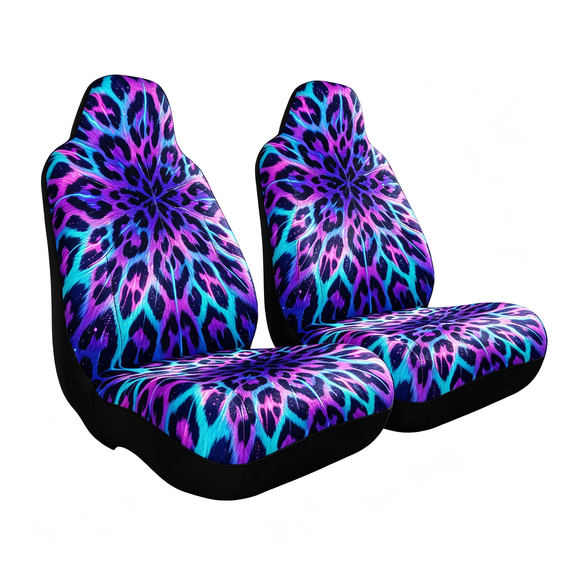 Verolix Front Car Seat Covers 2 Pack Blue Purple Wild Burst Print Mesh Fabric Universal Bucket Seat Covers for Cars SUVs Trucks Vans