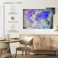 thumbnail image 5 of Elephant Stock Hued World Map Wall Art - Horizontal Canvas Wall Art - Living Room Wall Decor - Map Canvas - Gray And Blue Decor - 45" x 30", 5 of 8