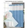 thumbnail image 4 of No Hook Cloth Fabric Shower Curtain with Snap in Liner, Blue Burlap Texture Waterproof Shower Curtains Set with See Through Top Window, Farmhouse Vintage Blue Bath Curtains Shower 66"x72", 4 of 6