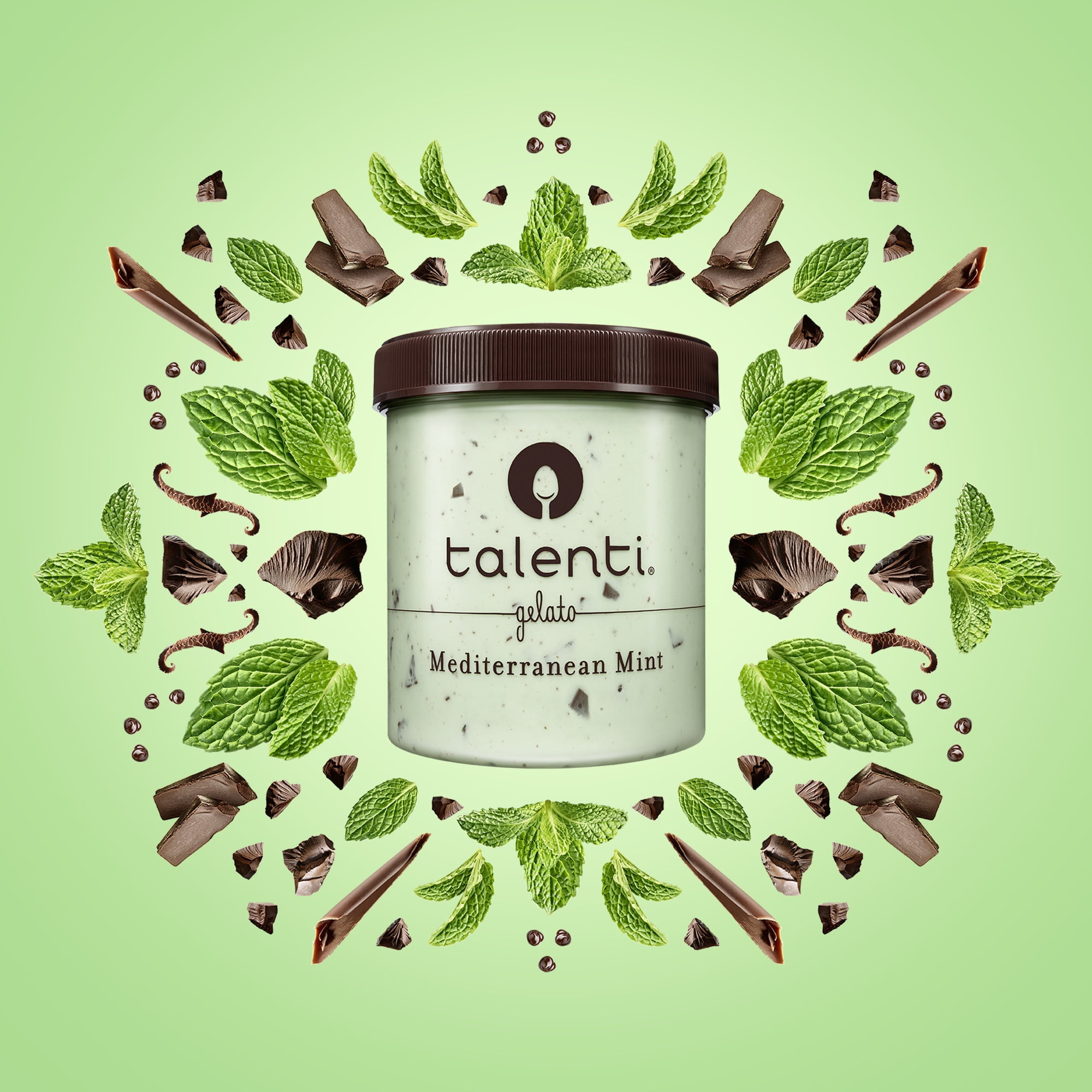 Talenti Gelato Gluten Free Mediterranean Mint Frozen Dessert Kosher Milk, 16 oz 1 Count
