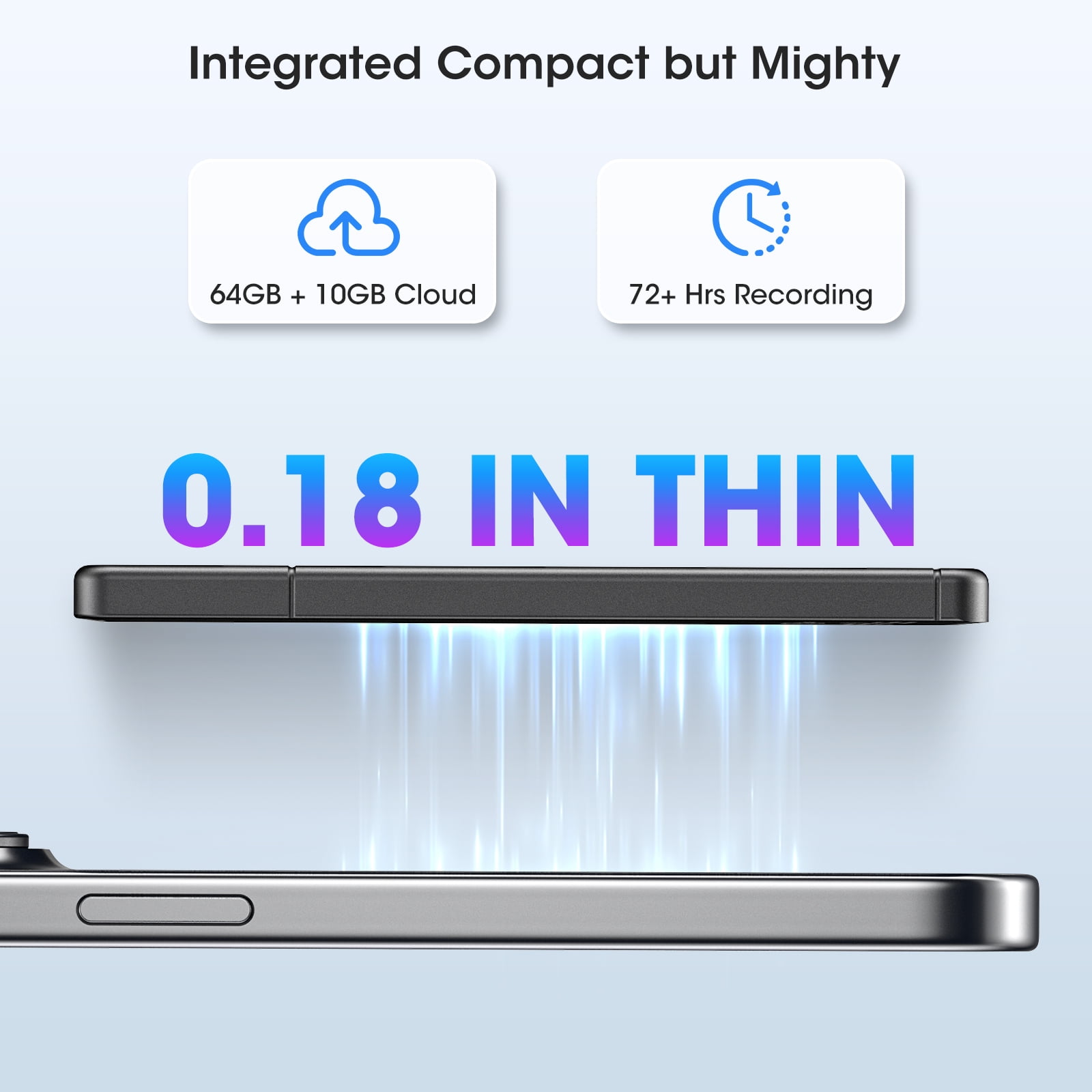 AI Voice Recorder - AI Note Taking Device with Transcribe & Summarize, Support 118 Languages, 64GB APP Control, AI Noise Cancellation, Clear Audio Recorder for Lectures, Meetings, Calls