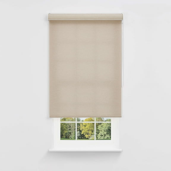 Linen Avenue Cordless Coastal Light-Filtering Cassette Roller Shade with Bloc Wand for Easy Adjustment– Soft Light Control, UV Protection–Tan Driftwood 33 W X 66 H (Arrives 1/4" Narrower)