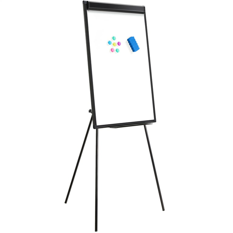 Portable Adjustable Reversible Easel with Two-Sided 24 x 36 Magnetic White  Enamel Coated Steel Whiteboard surface with Flipchart Holder