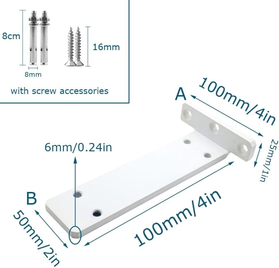 2 Pack Heavy Duty Shelf Brackets, 1/4" Thick Floating Hidden Shelf Brackets With Screws, Modern Steel Industrial Shelf Brackets For Shelves Wall Mounted