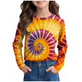 thumbnail image 3 of Ugoldhm Girls and Boys Tees Round Neck Fashion Tie Dye Long Sleeve Tops Kids Casual Fall Shirts, 3 of 5